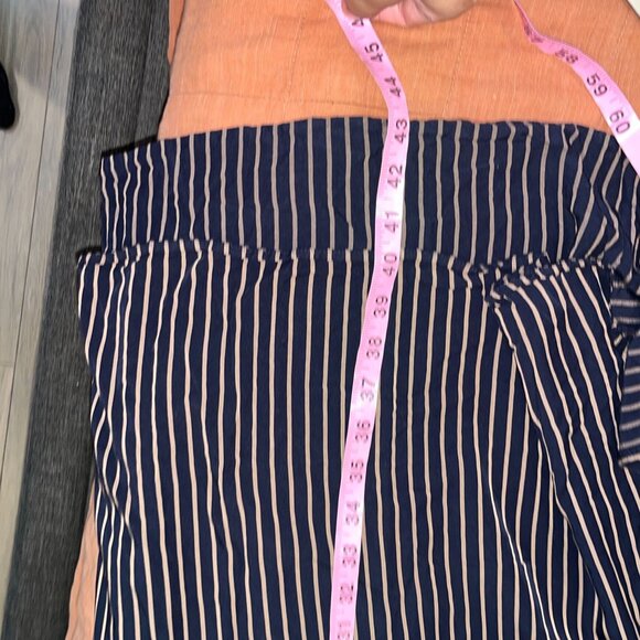 Unqilo Womens Striped Long Sleeve Midi Shirt Dress Navy/Beige M - Picture 7 of 9